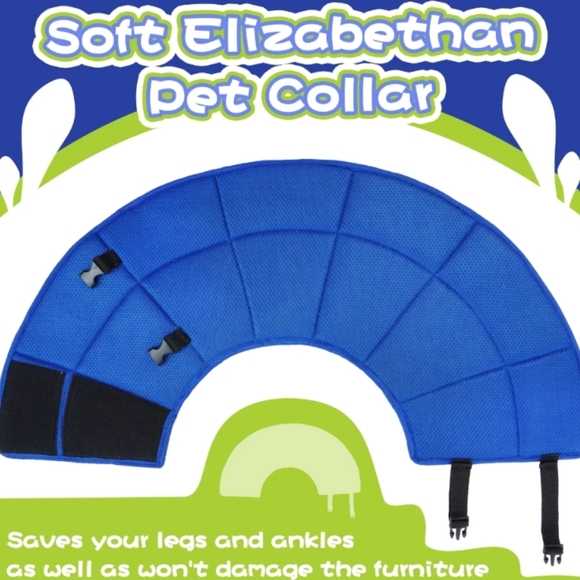 Kuoser Soft Dog Cone Collar Medium Blue after surgery Adjustable buckle straps - Picture 4 of 7